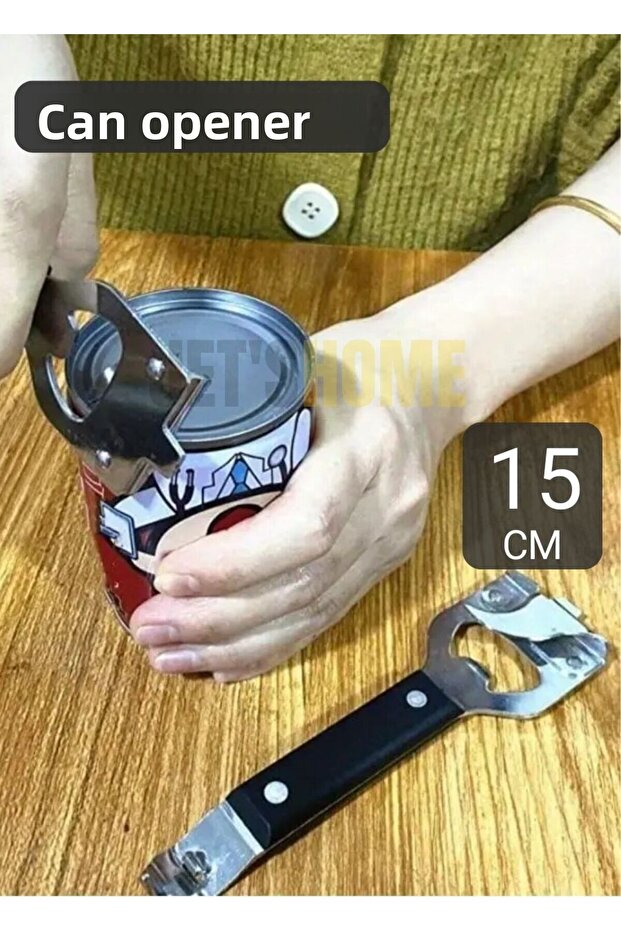 3-Piece Mouth-Open Can Opener Stainless Bottle Opener Steel Opener 15 cm