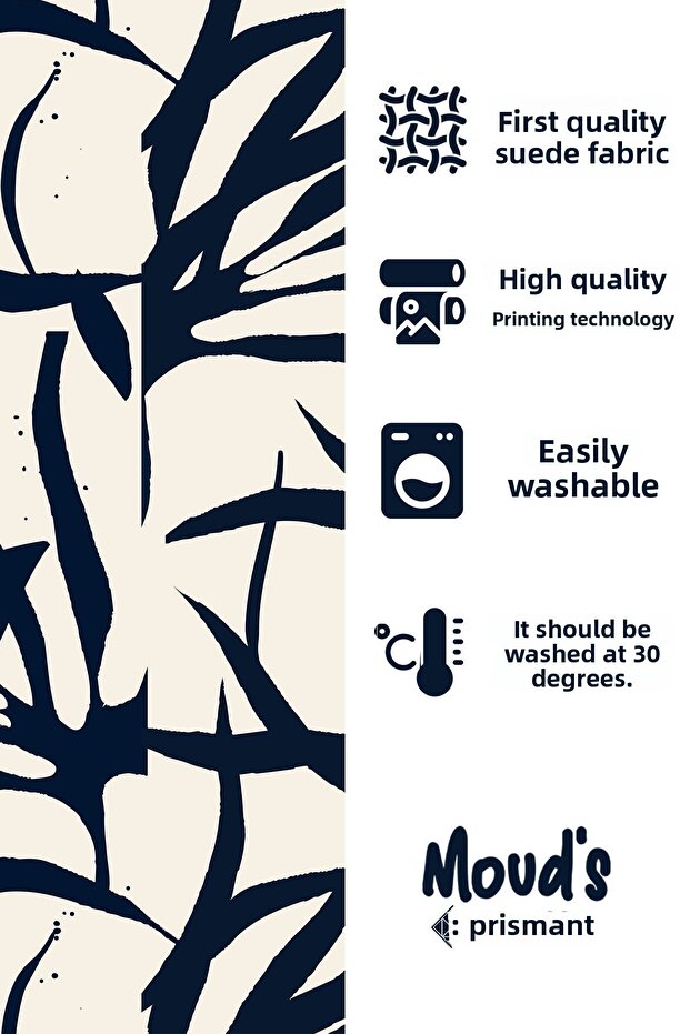 Omegu 1 Patterned Printed Suede Runner Table Cloth - 4