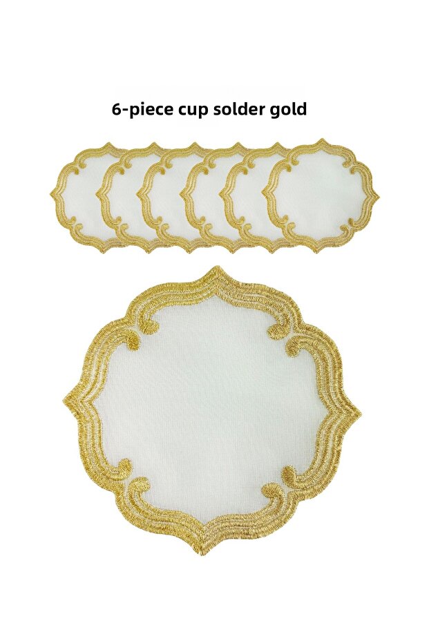 مجموعة من 6 قواعد أكواب ذهبية - 1