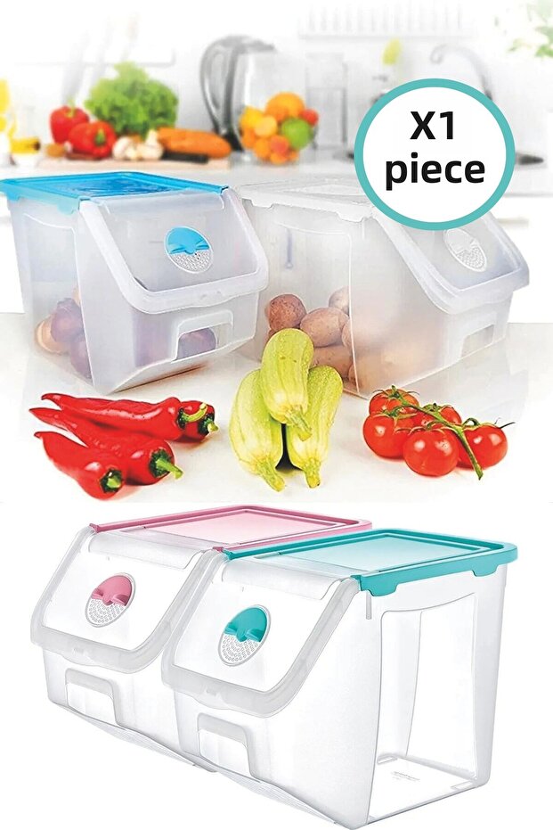 1 Piece Potato Onion Pantry Storage Container Organizer Set 12 Lt (32,5x23,5x23,5 Cm) 12 Liter Pantry Holder