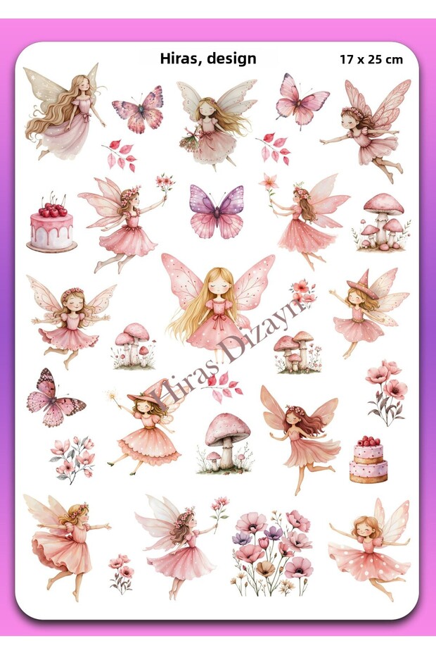 17X25Cm Large Size Fairy Butterfly Mushroom Sticker Sheet 31Pcs Decals Laptop Sticker Agenda Scrapbo