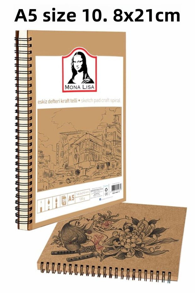 Ring Sketchbook A5 Spiral 50 Sheets 1 Piece 120 Gr 148X210 mm Pencil Sketch Side Opening