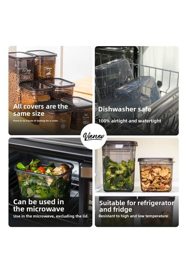 Set of 12 with White Screen Printing Label Peggy Long Rectangular Storage Container with Transparent Lid 3.2 Liters - 7