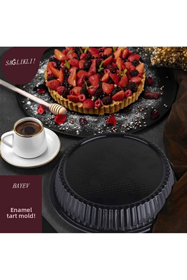 28 cm Black Granite Tart Mold – Non-Stick Casting Look Metal Mold