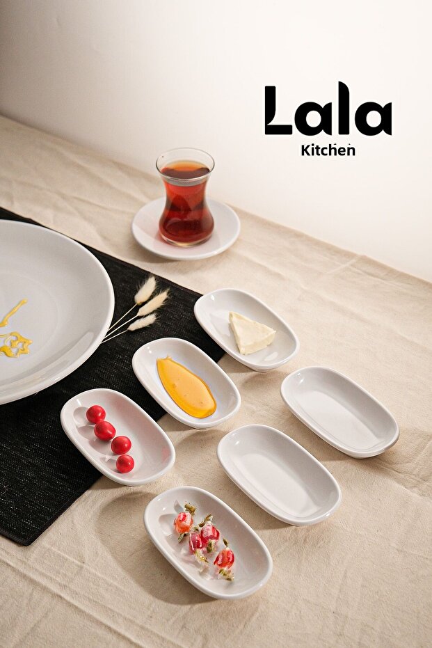 Gözde Small Kayık Plate Set of 6 (12X7 cm) - Break-Resistant Breakfast, Snack and Presentation Plate