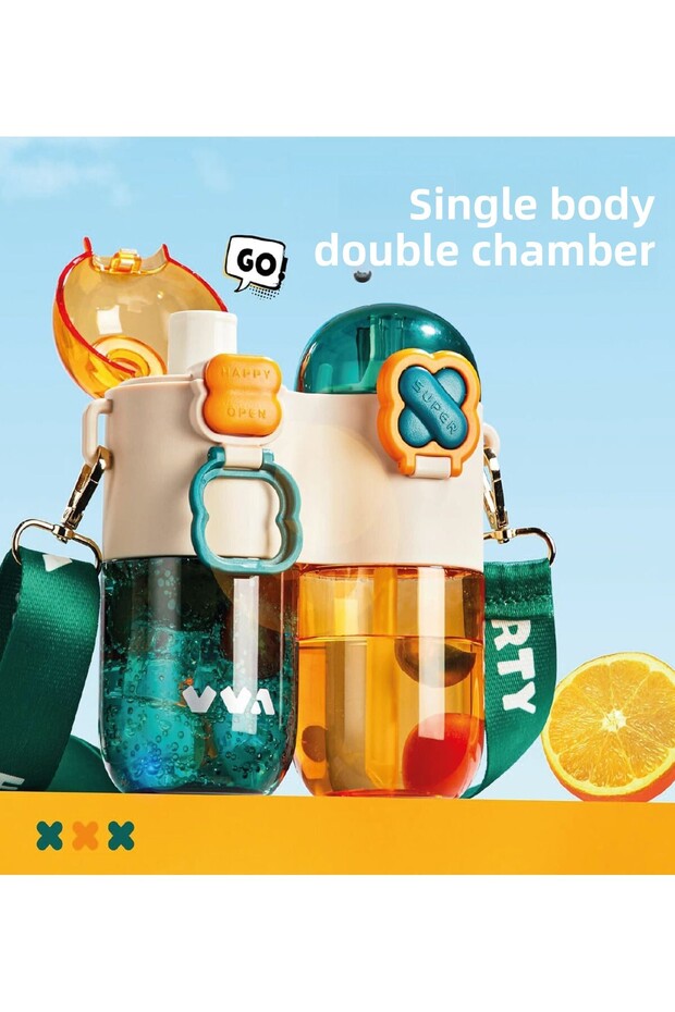 TKK Single Body Double Chambered Flask with Strap and 800ml Capacity with or without Straw - 3