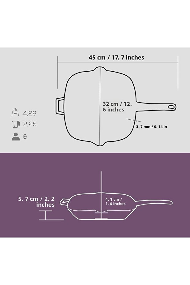 شواية مستطيلة مقاس 26 × 32 سم - صينية حديدية صلبة ومقبض - 5