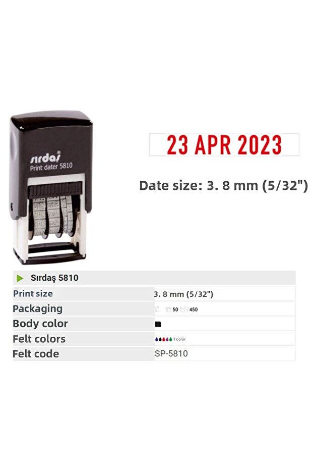 Date Calendar 5810 Black Felt (with Month Part Numbers) 1 Piece