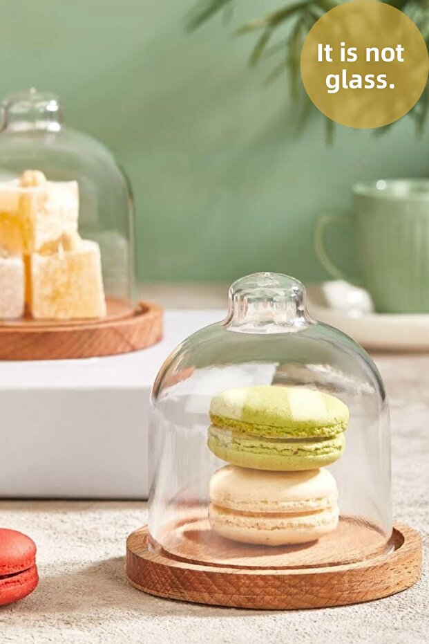 4-Piece Aura Transparent Serving, Presentation, Treat Set with Wooden Base (mica)