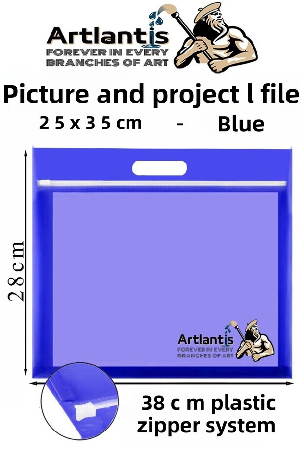 Plastic Zipper Project File 25X35 cm with 1 Handle 28X38 cm Picture and Project Homework File Hand Hold