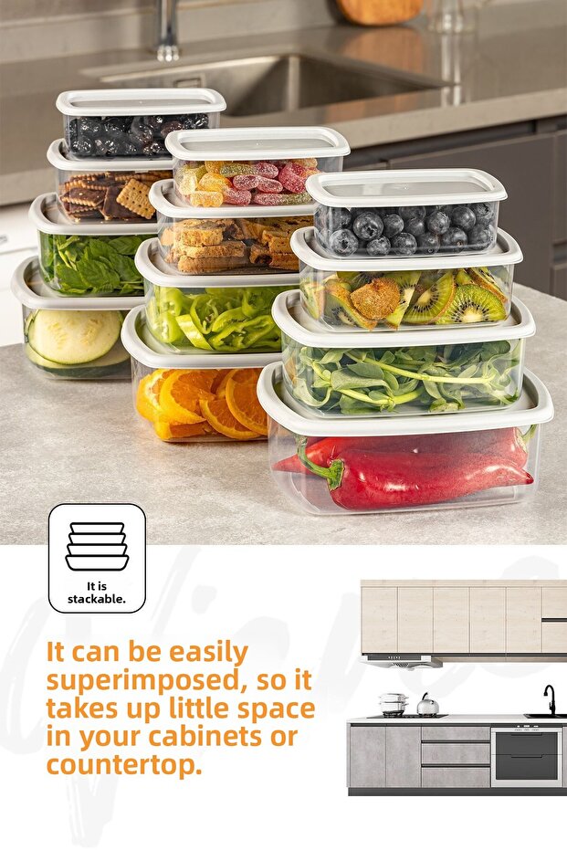 Комплект от 12 херметически затворени контейнера за съхранение сиви 3X (250-500-750-1200 ml) - 6