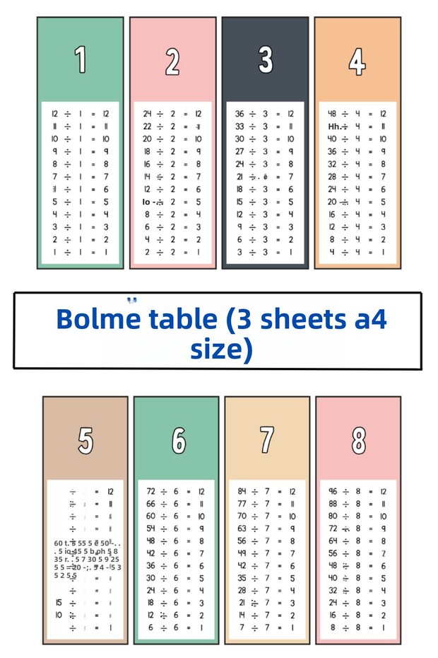 الجدول المقسم، تطوير الذكاء العملي (3 أوراق مقاس A4) - 1