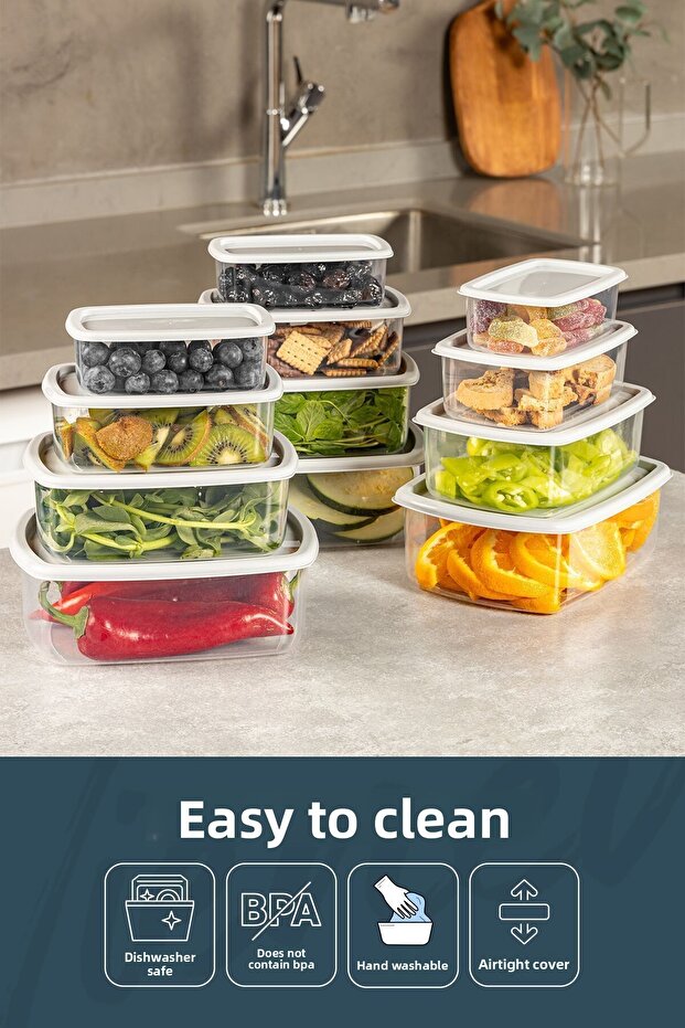 Комплект от 12 херметически затворени контейнера за съхранение сиви 3X (250-500-750-1200 ml) - 7