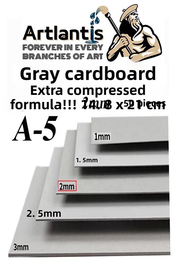 A5 Cardboard Gray 2 mm 50 Pcs 1 Pack 14.8X21 cm A-5 Cardboard 2.0 mm Thickness A-4 Cardboard
