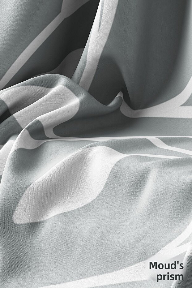 Gray Flora Series Patterned Printed Suede Runner Table Cloth - 4