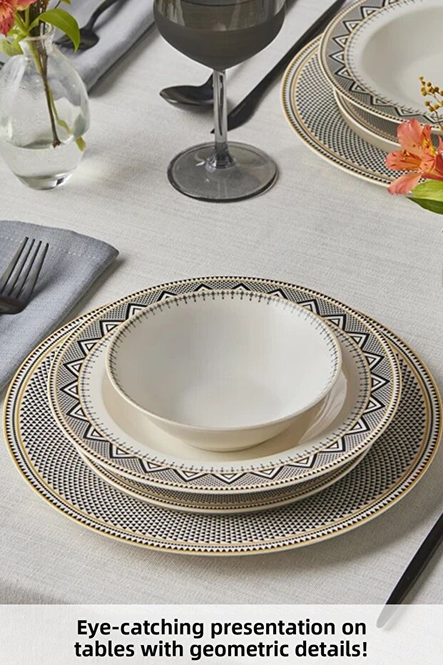 Elegance Bone Globe 24-Piece Dining Set for 6 People - 4