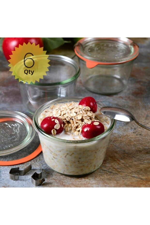 طقم برطمانات تخزين زجاجية سعة 370 مل (6 قطع) Wcktop
