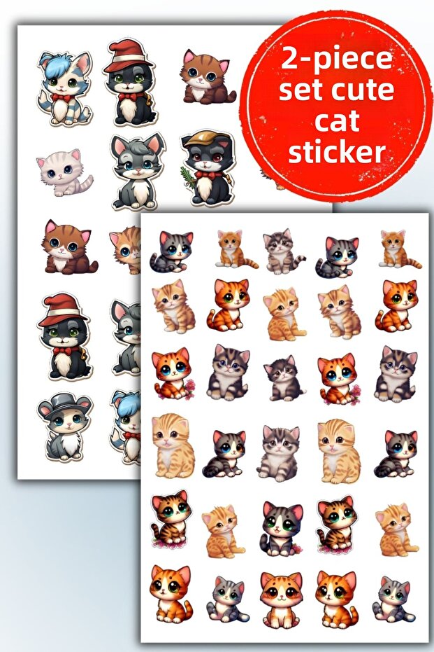 Cute Cat Themed Set of 2 Sticker Planner Suitable for Agenda Bullet Journal