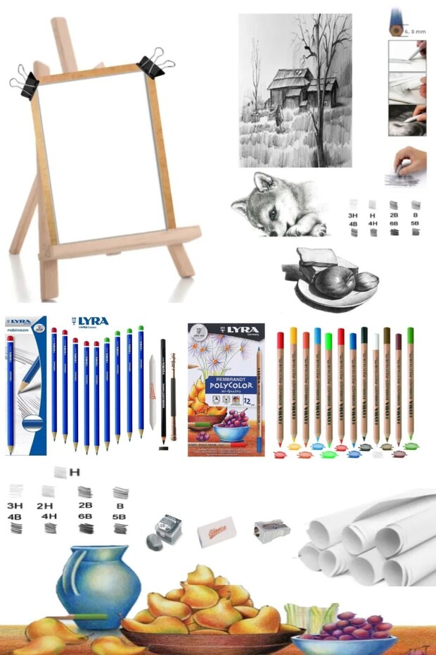ورق رسم فني Duralit 25x35 من Schoellershammer - 200 جرام 15 ورقة مجموعة حامل رسم سطح المكتب