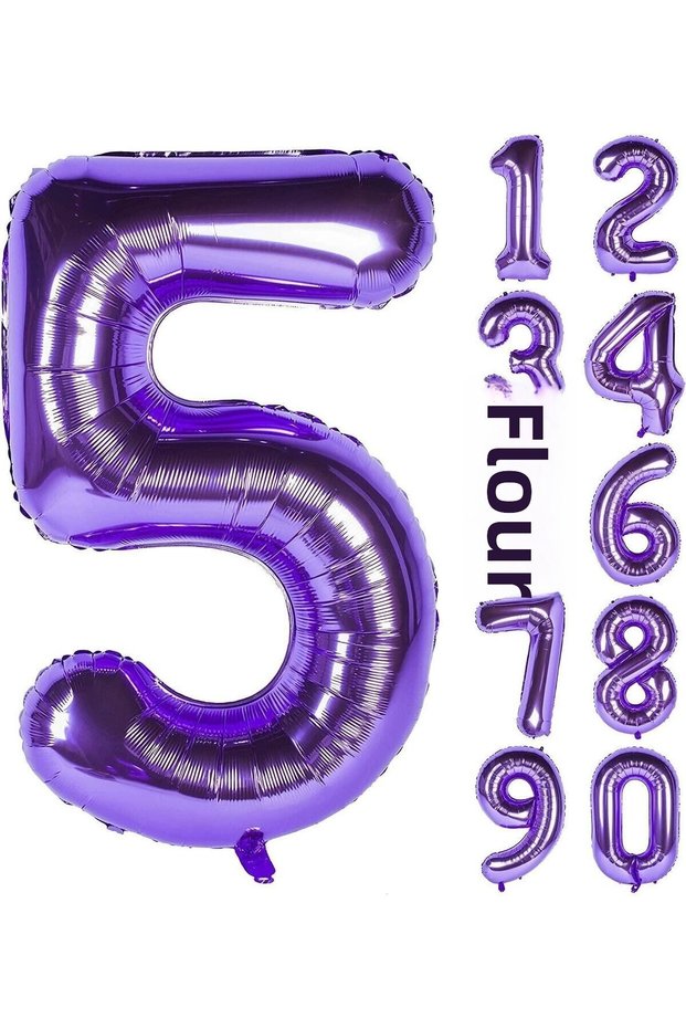 5 Years Purple Color Number Foil Balloon 5 Five Numbers Purple Color Helium Flying Foil Balloon 76 cm Number Balloon