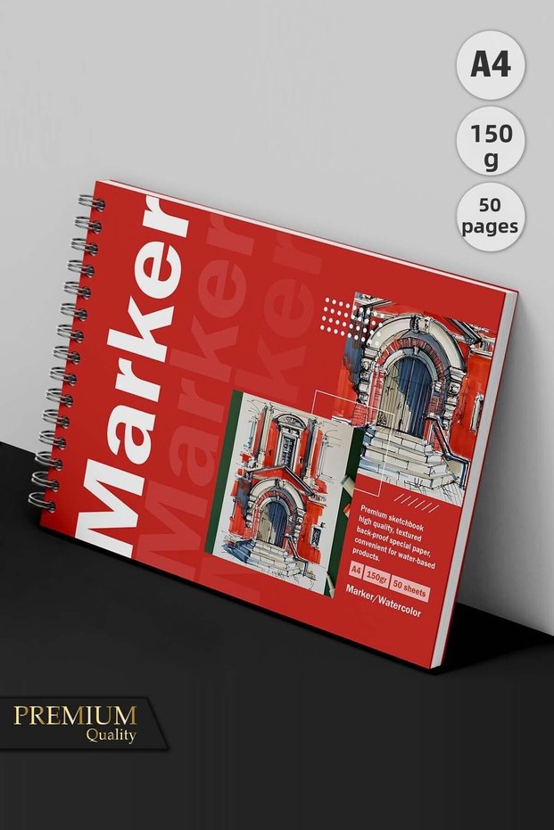 Marker Pen Coloring Notebook | Back-Proof Pad | A4 150Gr, Hard Cover | Premium Picture Notebook