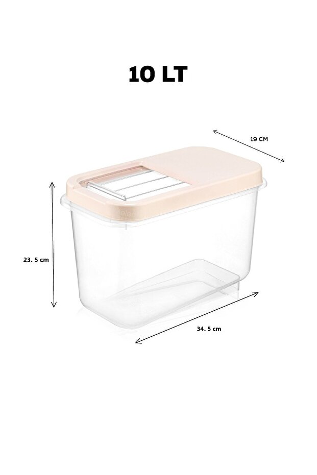 10 Lt Pulses Storage Container - Food Storage Container with Sliding Lid Flour Container Cream - 2