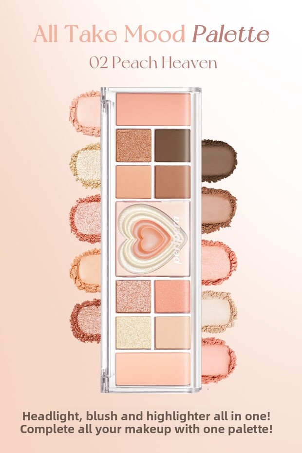 Multifunctional Makeup Palette Peripera All Take Mood Like Palette (02 Peach Heaven) (Peritage) - 2