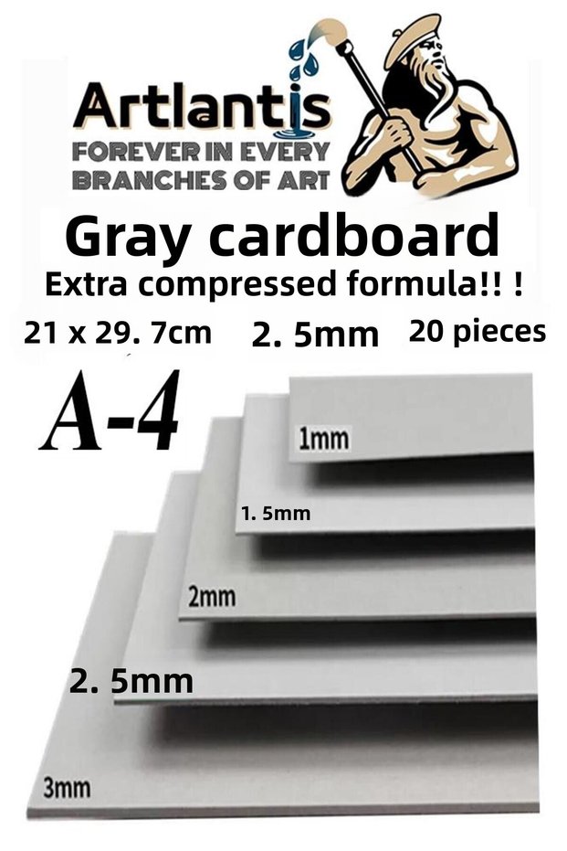 A4 Cardboard Gray 2.5 mm 20 Pcs 1 Pack 21X29.7 cm A-4 Cardboard 2.5 mm Thickness A-4 Cardboard