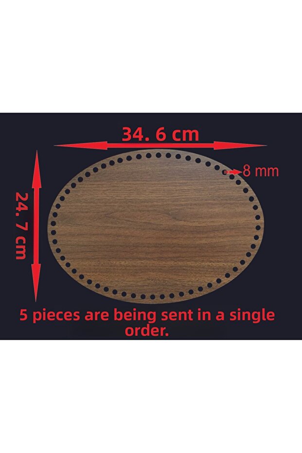 Wooden 34.6X24.7 cm 5 Pcs Bamboo Tray Knitting Plate Supla Perforated Coaster Crochet Base Craft Basket Base