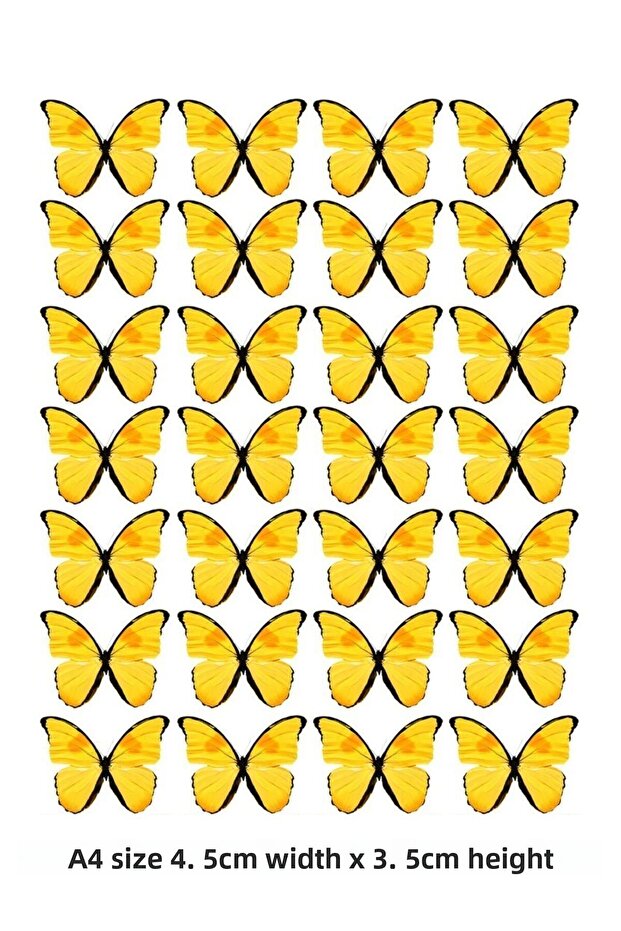 Yellow Butterflies A4 Edible Ornament Pastry Cookie Sugar Dough Paper Print