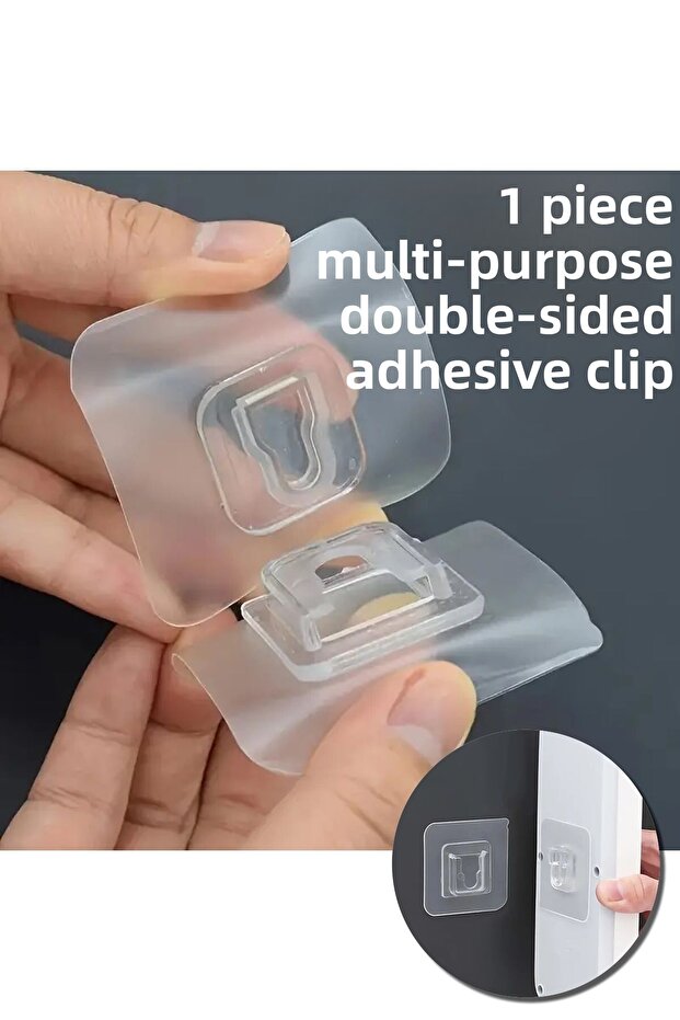 1 Piece Double-Sided Adhesive Snap Clip Item Fixing Hanger Transparent Wall Hook