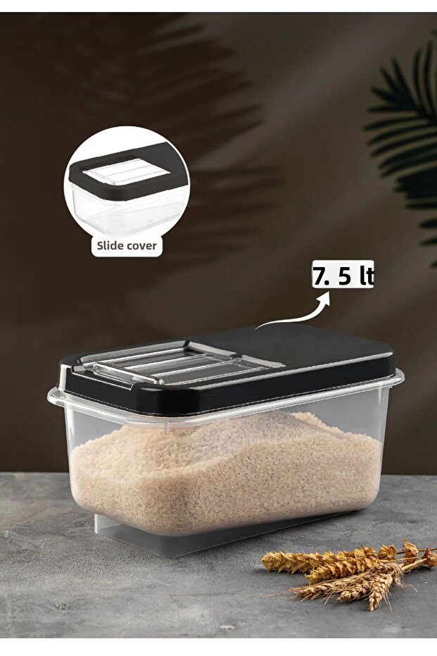 7.5 Lt Multibox Pulses and Food Storage Container - Anthracite Flour Container with Sliding Lid - 3