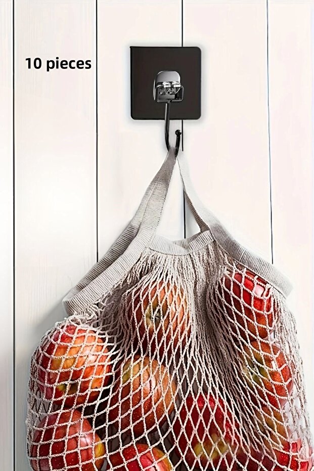 ®   10 τεμάχια Ισχυρή αυτοκόλλητη μαύρη κρεμάστρα τοίχου που κολλάει στον τοίχο, το ντουλάπι - 4