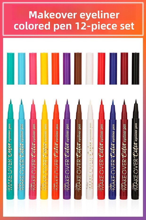 Set of 12 Colorful Makeover Eyeliner Pen