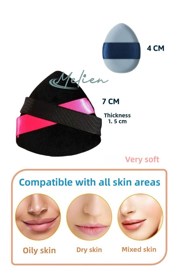 1Pcs Velvet Mini Cosmetic Set - Powder, Finger, Face Makeup, under Eye Concealer, Dry and Wet Cloth Sponge