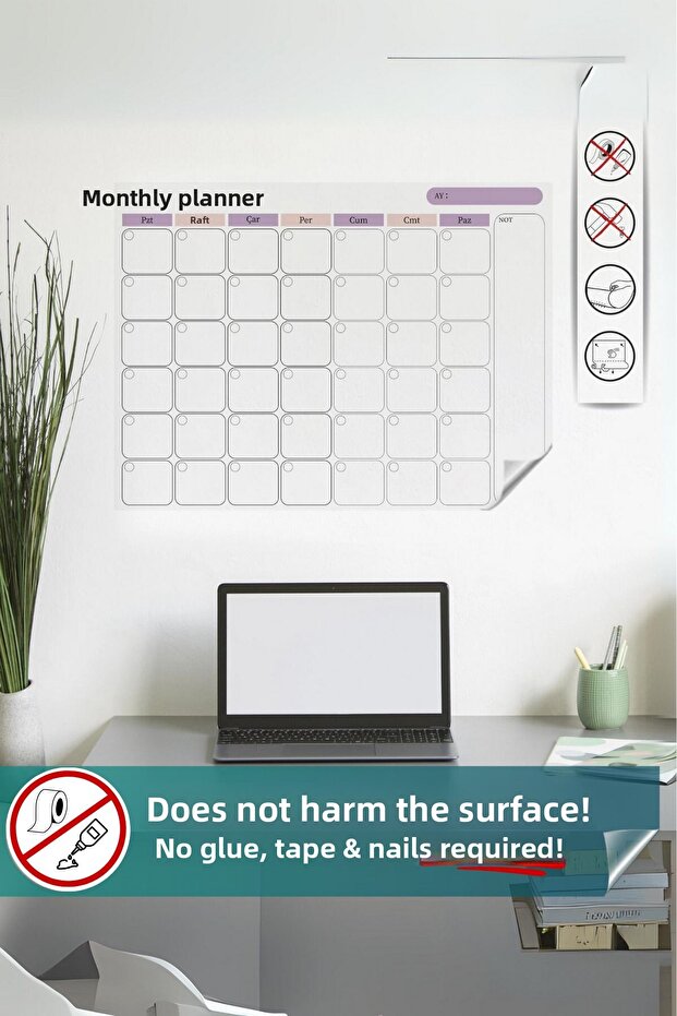 Monthly Planner, Self-Retaining Smart Paper with Summer Erasure (Photo Paper Holder)