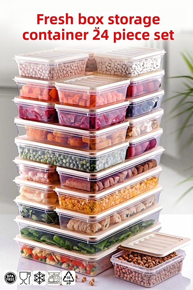 Set of 24 Storage Containers Suitable for Microwave and Deep Freezer 2X2400Ml,4X1200Ml,6X1170Ml,12X600Ml - 1