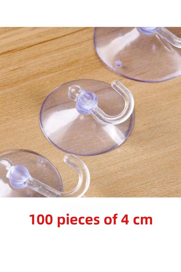 100 Pcs - Large Size Hanging Suction Cup, 4 cm Transparent Plastic Hook Kiss Suction Cup