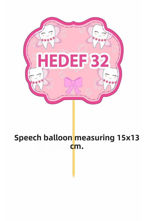 3 Fun Speech Bubble with Teeth Wheat Pink 15 x 13 cm Size Long Toothpicks