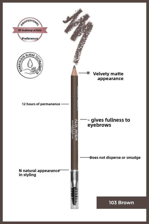 Fırçalı Yumuşak Uçlu Belirginleştirici Kahverengi Kaş Kalemi-eyebrow Expert Powdery Liner 103 Brown