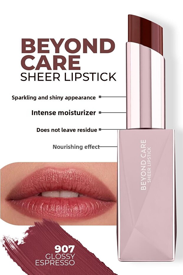 Beyond Care Sheer Lipstick 907 - Glossy Espresso - Intense Moisturizing Nourishing Effect - Glossy Lipstick - 2