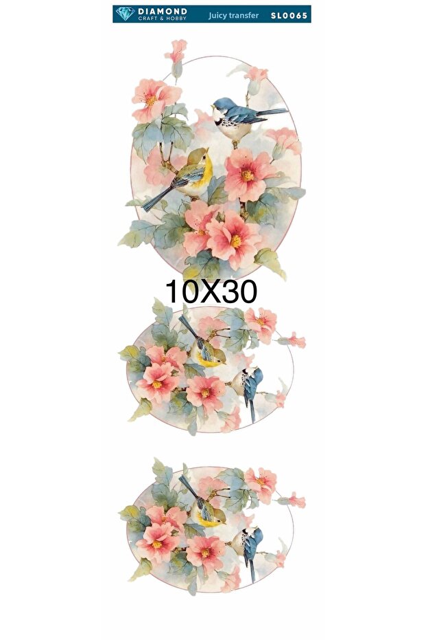 Diamond Water Transfer Paper Sl0065 10X30Cm - Bird and Flower