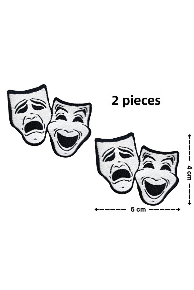 Iron-On Sticking "Theater's Icon" Theatrical Mask Woven Rigging/Patch
