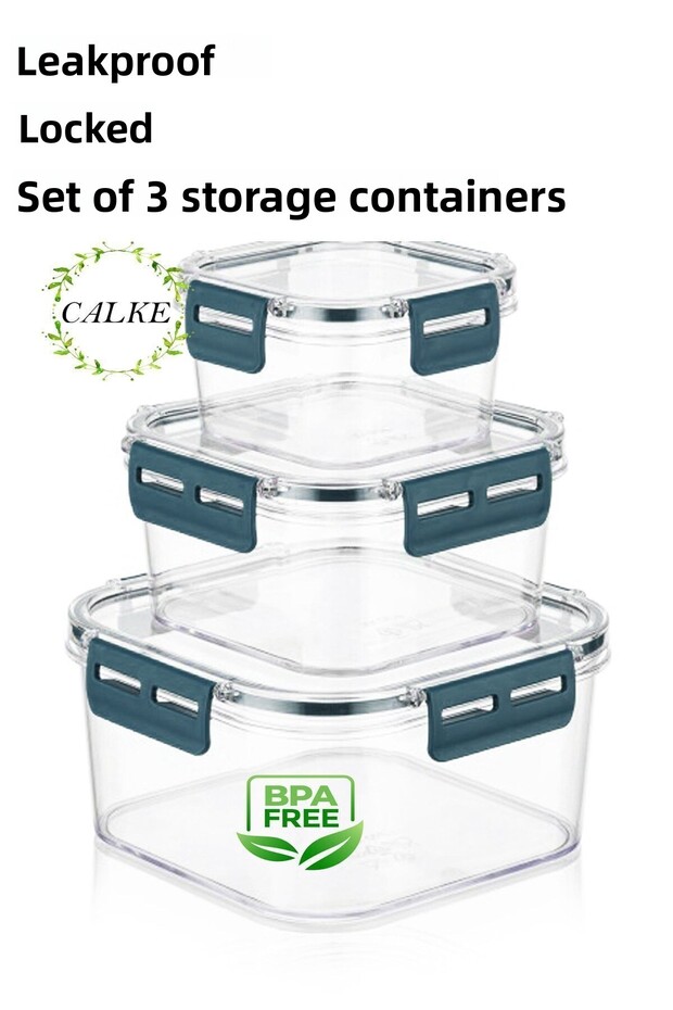 Set of 3 Leak-Proof Storage Container with Lock Lid - 1