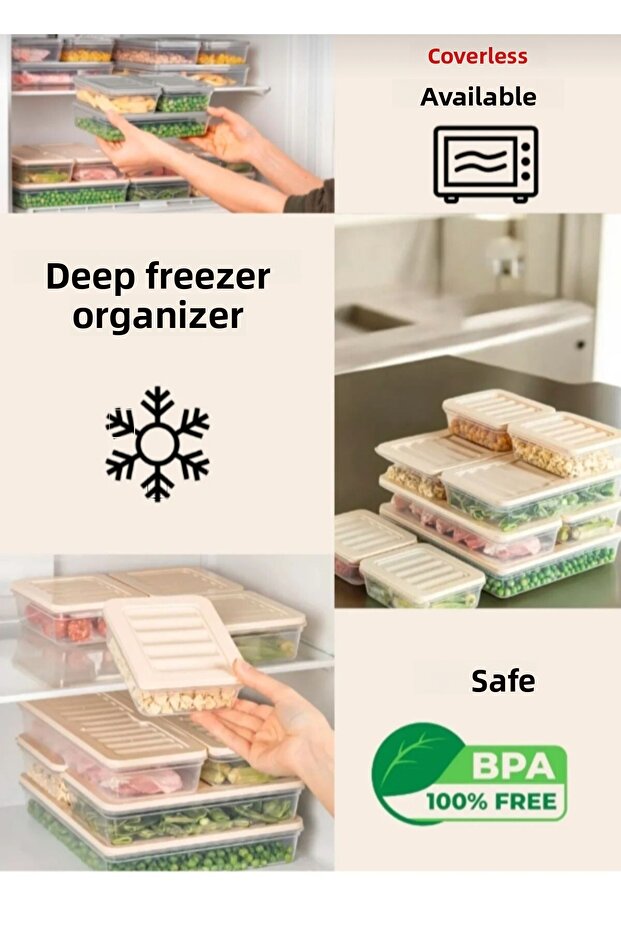 Horizontal Diffuse Refrigerator Organizer Ice Box Storage Container Microwave Container - 3