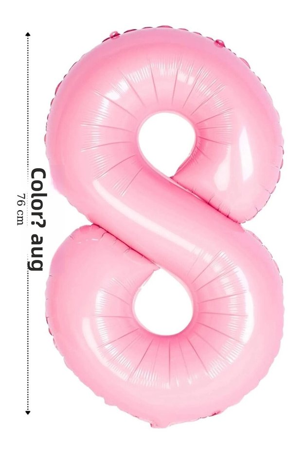 Foil Balloon 8 Number Helium Balloon 76 cm Pink Color - 8 Number Balloon - 8 Years Old Balloon - 34 Inch