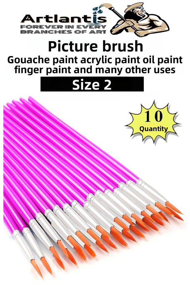 Painting Brush Number 2 10 Pcs Round Tip Synthetic Painting Brush Economic Watercolor Acrylic Paint Gua