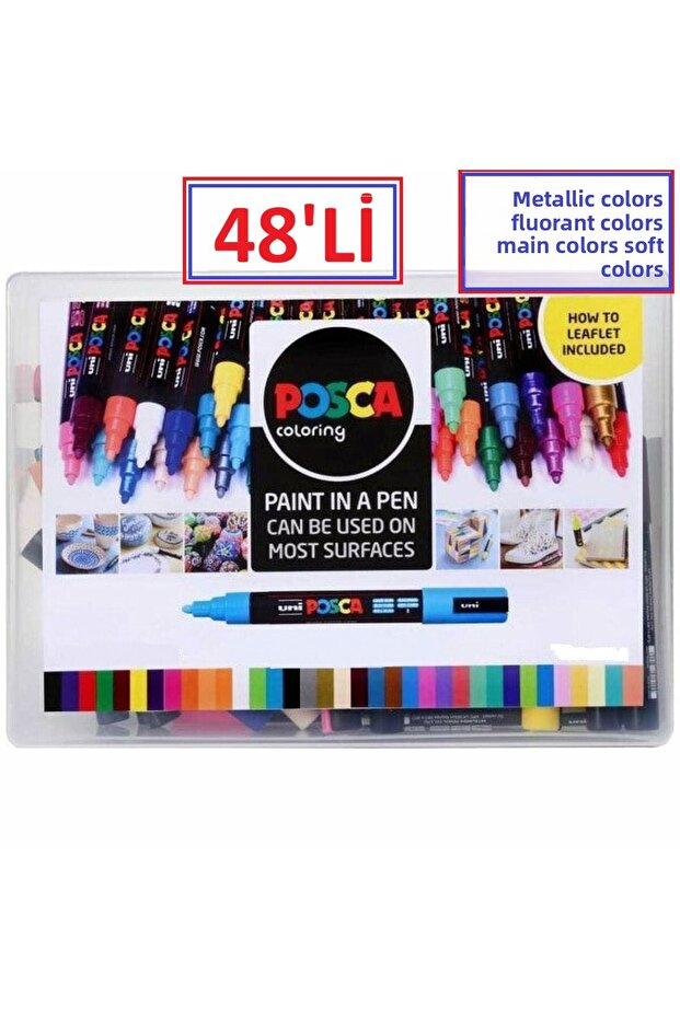 مجموعة Posca مكونة من 48 قطعة PC-5m (1.8-2.5 مم) Poska PC5m PC - 5m