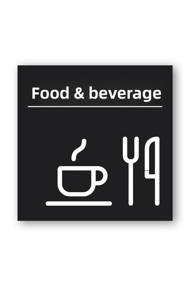Food and Beverage Area / Room / Door / Corridor Warning Direction Sign - Black