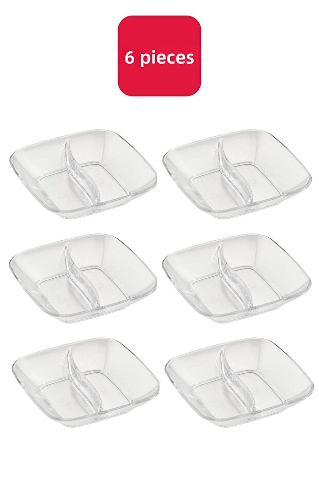 6 Pieces PC Sauce Container with Square Compartment 8.5 Cm - Bo726